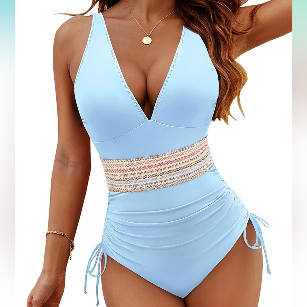 NWT Blooming Jelly light blue one piece Swimsuit